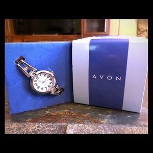 Avon Silvertone Crystal Accent Watch